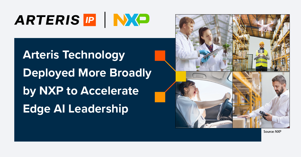 Illustration of Arteris FlexNoC interconnect fabric in NXP edge AI SoC architecture