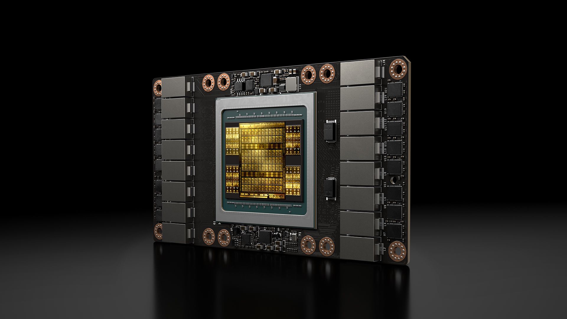 A custom-built PCIe card featuring an Nvidia V100 server GPU with a 3D-printed cooling duct and fan attached.