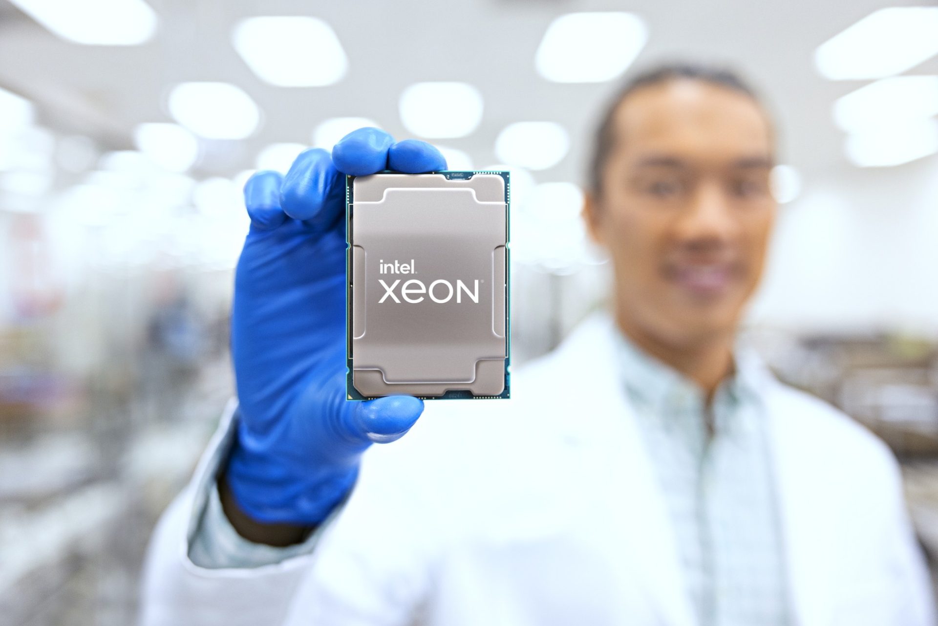 Conceptual image of advanced server processors with glowing circuitry, representing Intel's new Xeon roadmap.