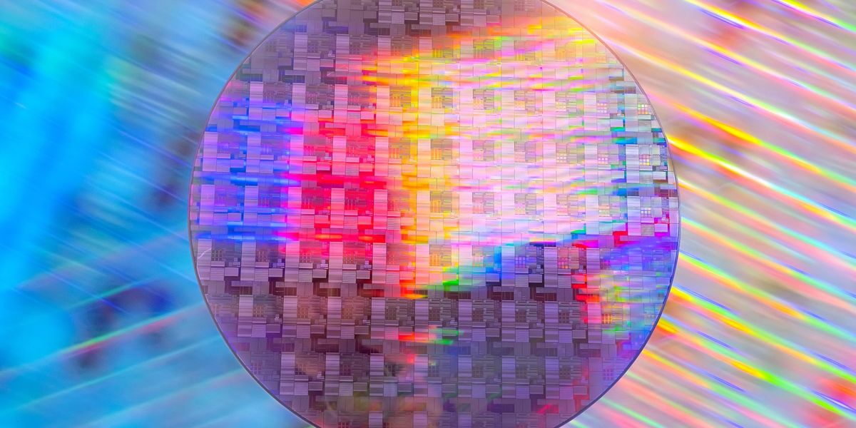 Collage of diamond crystals in ICs, ASML EUV laser plasma, and stamped silicon wafers