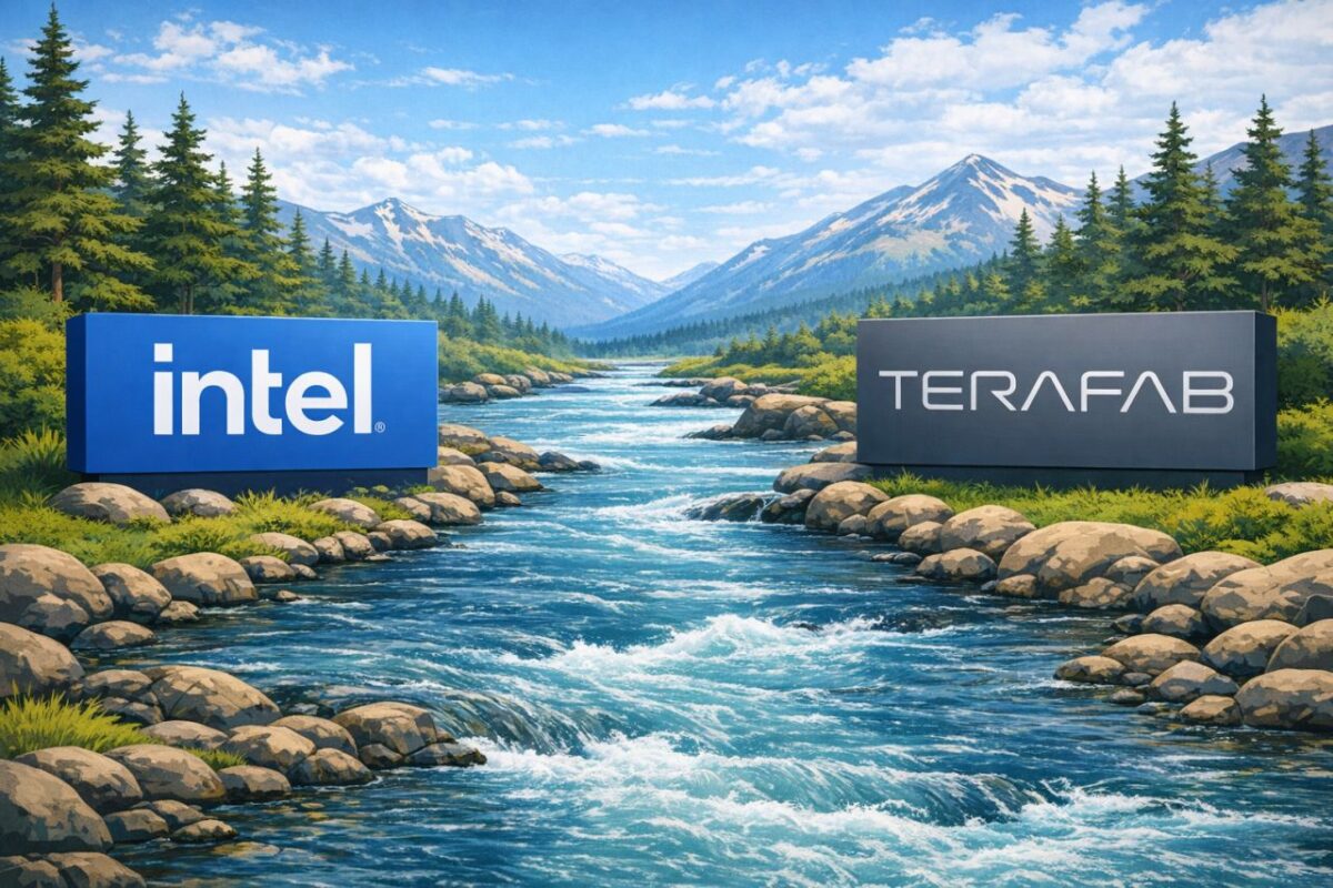 Intel X tweet announcing Terafab partnership with SpaceX xAI Tesla