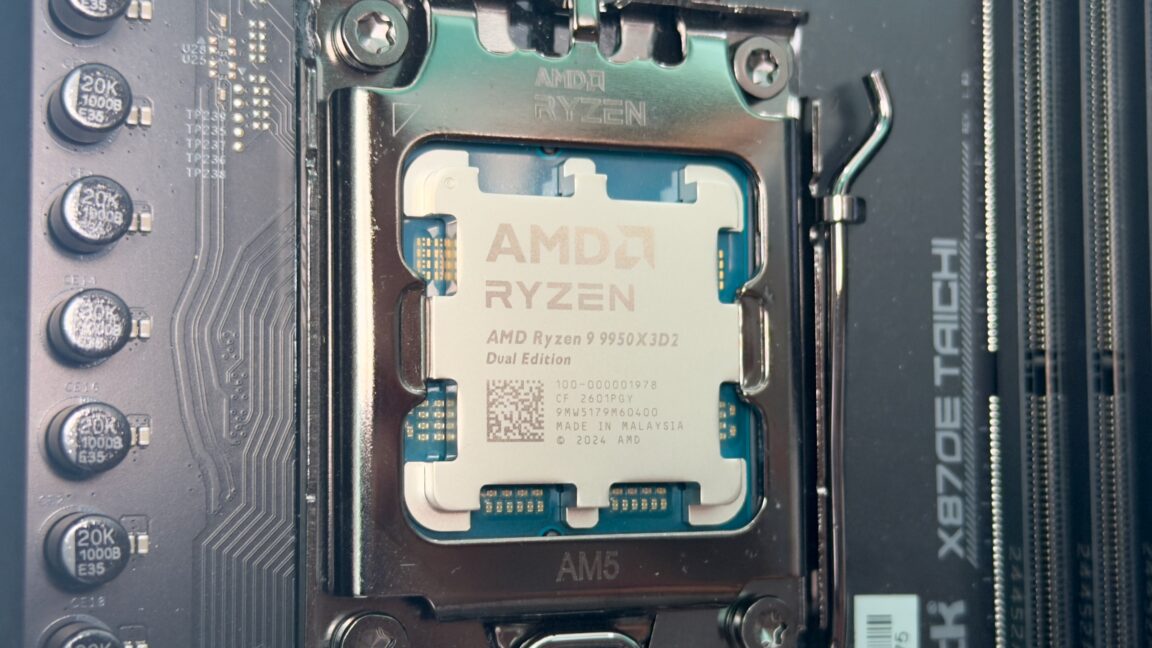 AMD Ryzen 9 9950X3D2 Dual Edition processor with exposed 3D V-Cache chiplets
