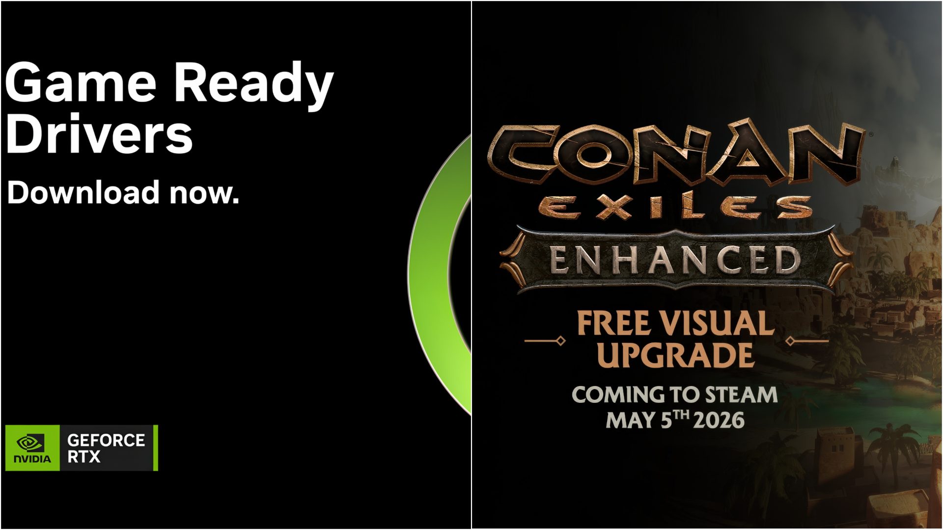 NVIDIA GeForce RTX GPU rendering Conan Exiles Enhanced with DLSS Multi Frame Generation active