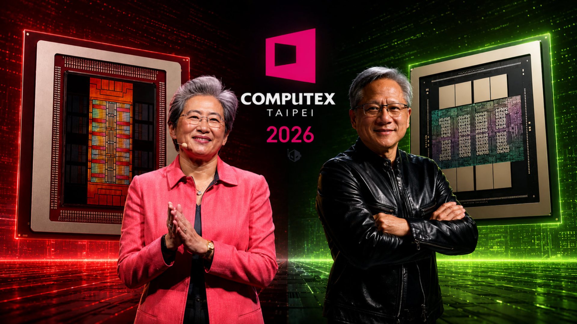 NVIDIA CEO Jensen Huang and AMD CEO Lisa Su arriving in Taipei for Computex 2026.