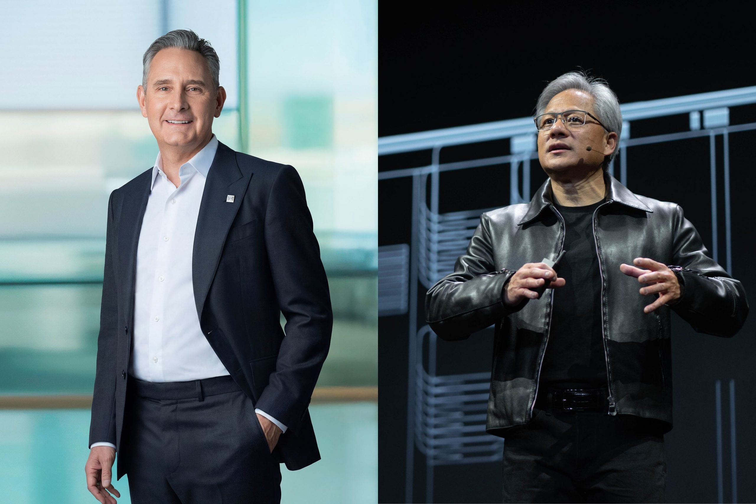 Jensen Huang and Matt Murphy on stage at a tech conference.