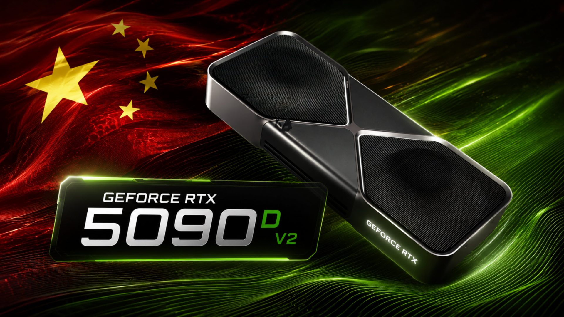 An NVIDIA GeForce RTX graphics card, representing the RTX 5090 D v2.