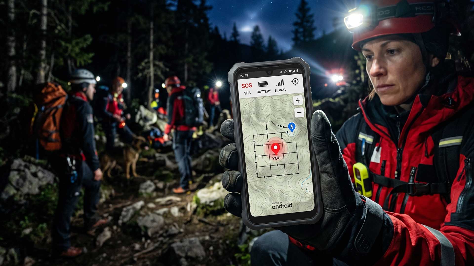 A stylized image depicting a smartphone with satellite signals emanating from it, overlaid on a global map.