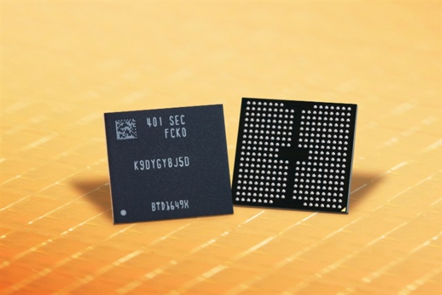 Diagram illustrating stacked layers of V-NAND flash memory cells