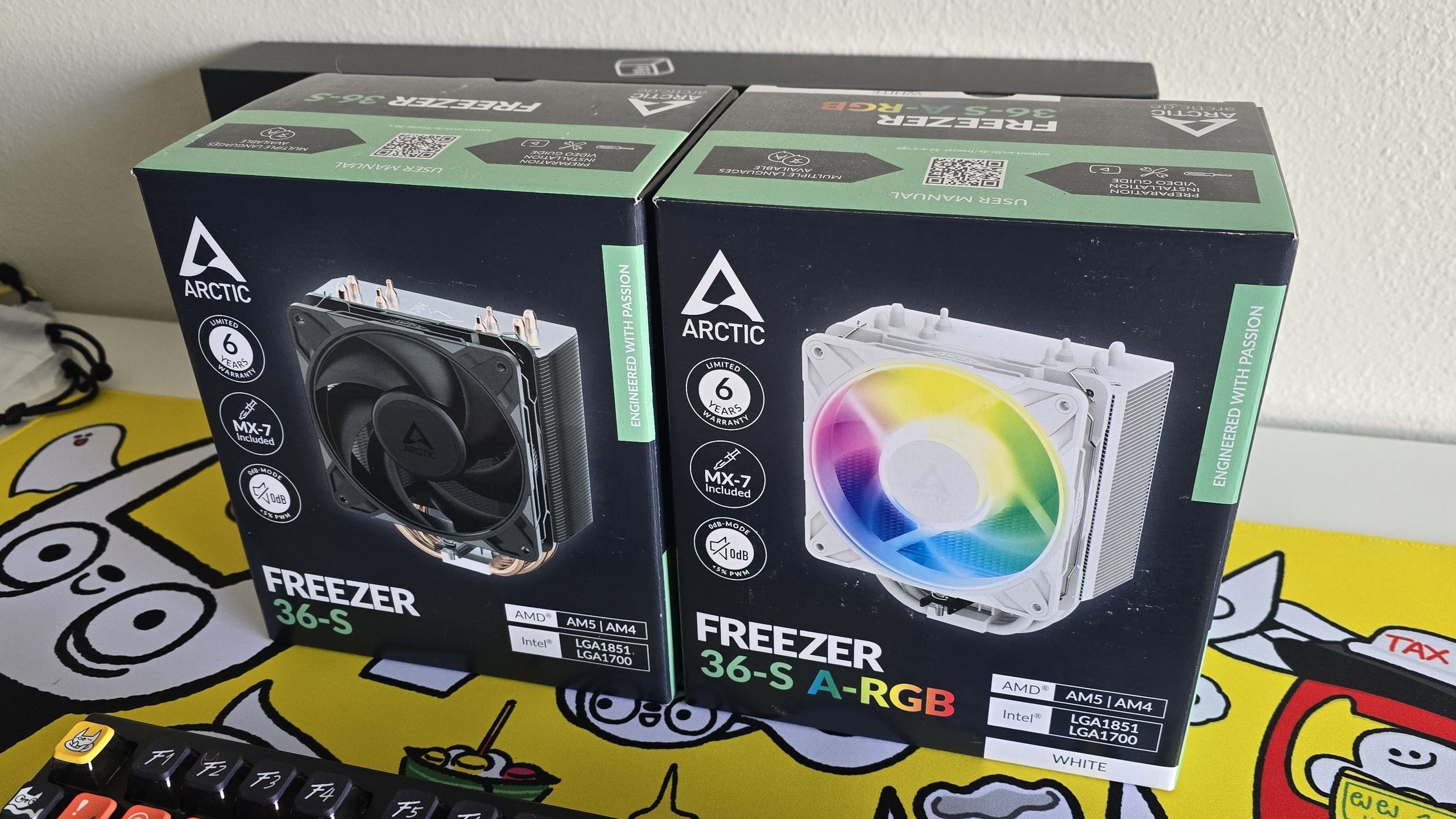 The Arctic Freezer 36-S CPU cooler with its fan attached, showing the heatsink tower and heatpipes.