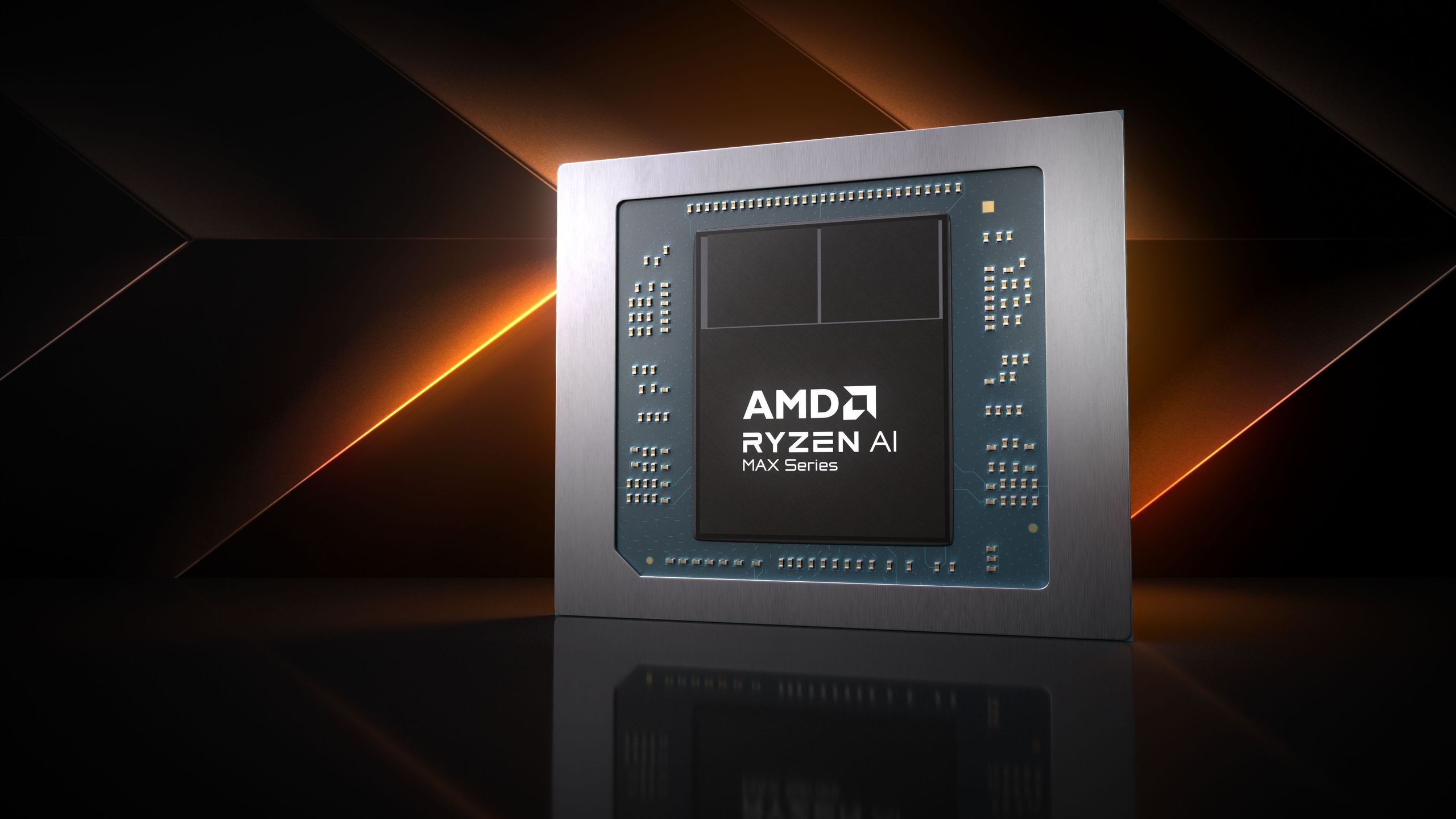 AMD Ryzen AI Max 400 'Gorgon Halo' chip diagram highlighting unified memory capacity.