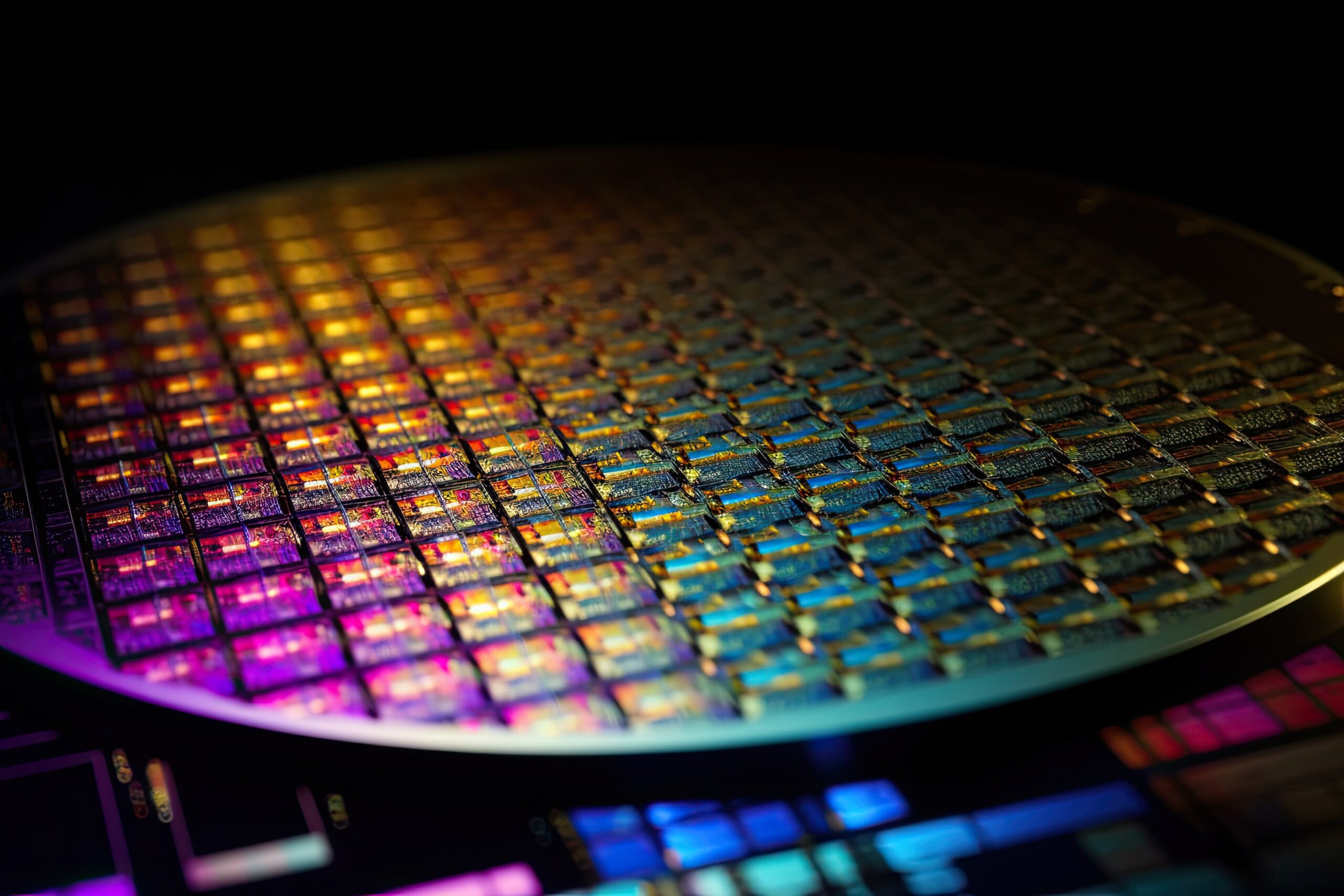 Cross-sectional view of Intel's thinnest GaN-on-silicon chiplet with power and logic transistors