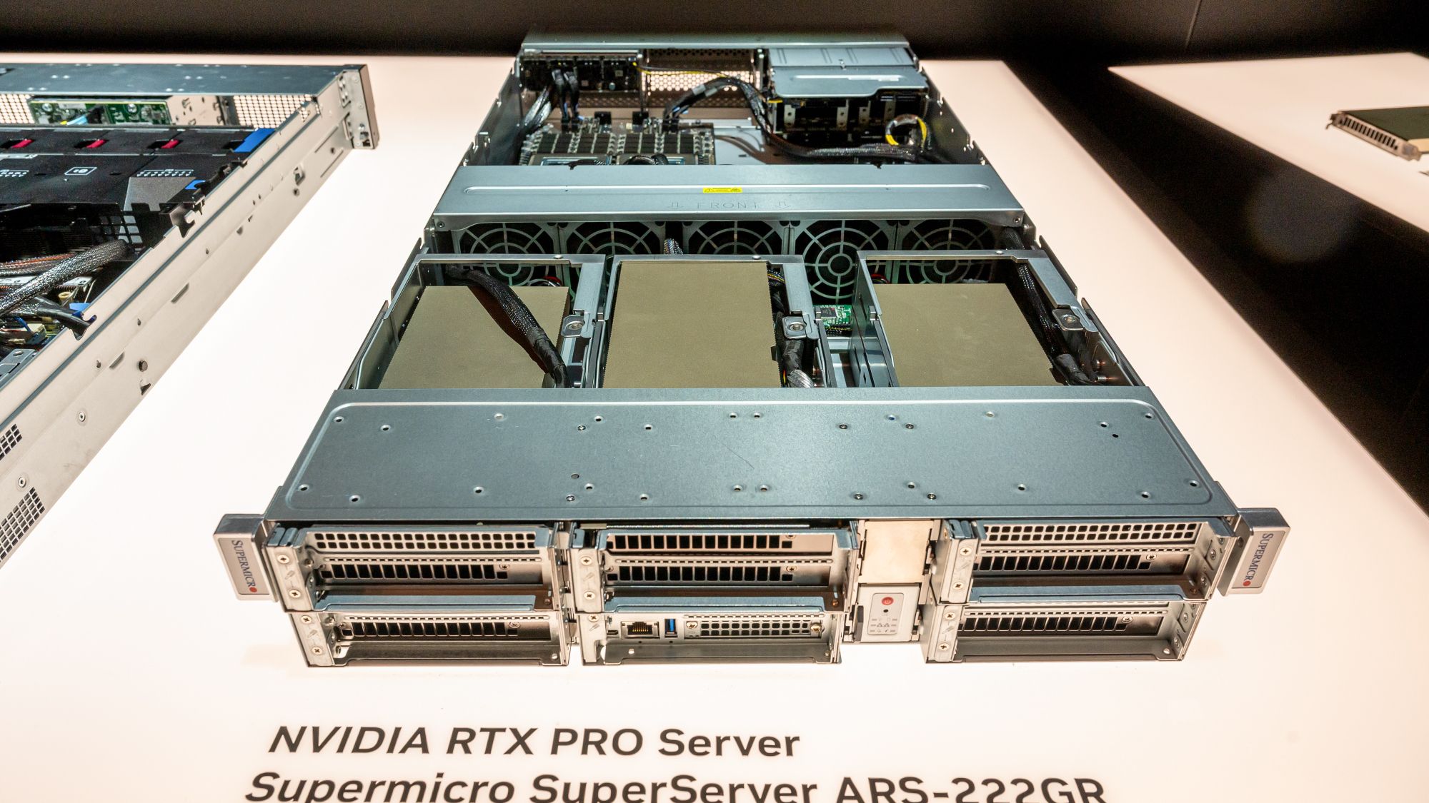 Photo of Super Micro server racks in a data center.
