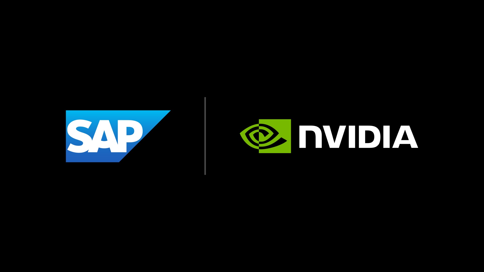 NVIDIA CEO Jensen Huang and SAP CEO Christian Klein appearing on a video screen together during a keynote presentation.
