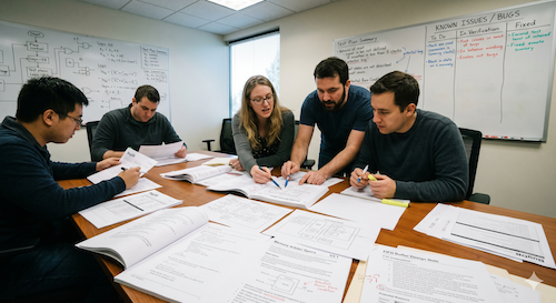 Conceptual image of AI processing complex technical documents for hardware design.