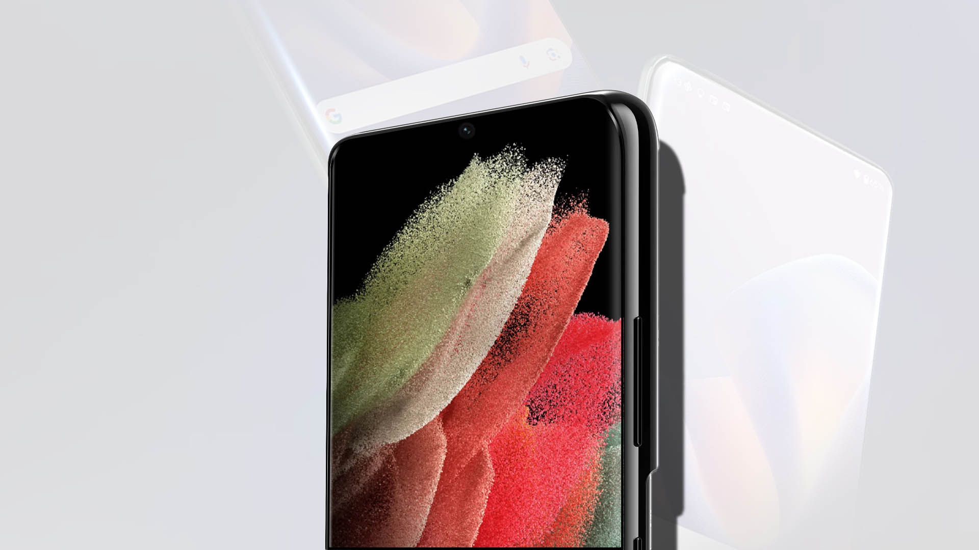 Conceptual image of a smartphone with a highly curved display wrapping around three sides.