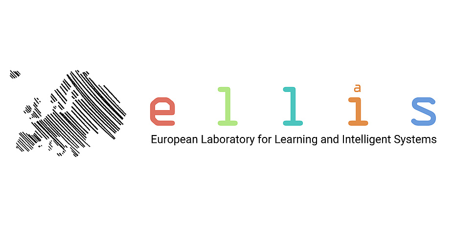 Forschungszentrum Jülich logo alongside the ELLIS logo, with abstract representations of AI networks.