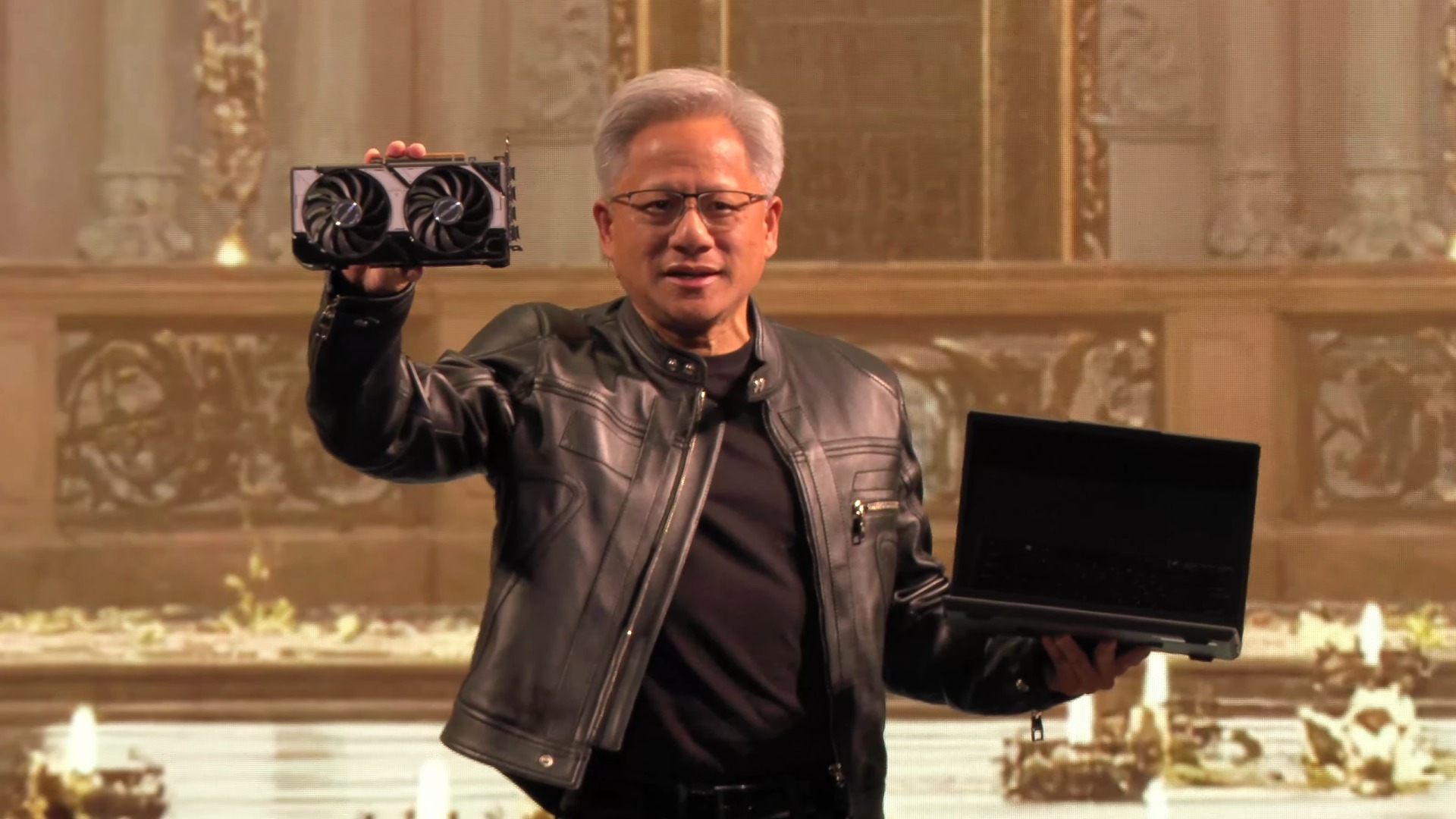 NVIDIA logo overlaid on PC motherboard with acquisition deal handshake