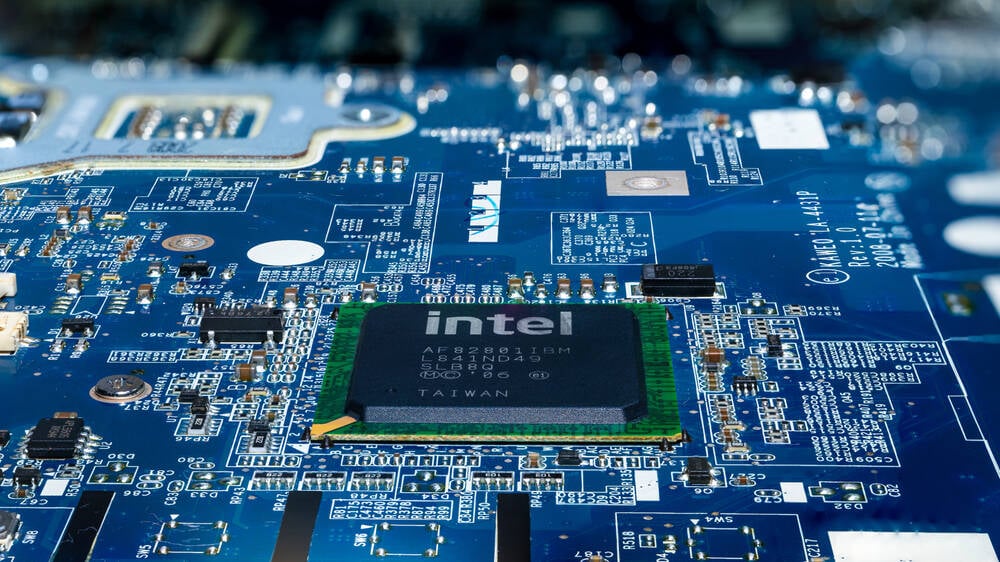 Google and Intel logos with datacenter servers and networking cables