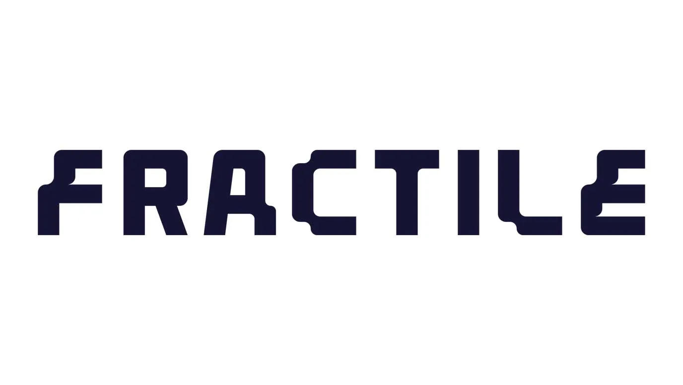 Fractile's logo with a background suggesting complex circuitry or data flow.