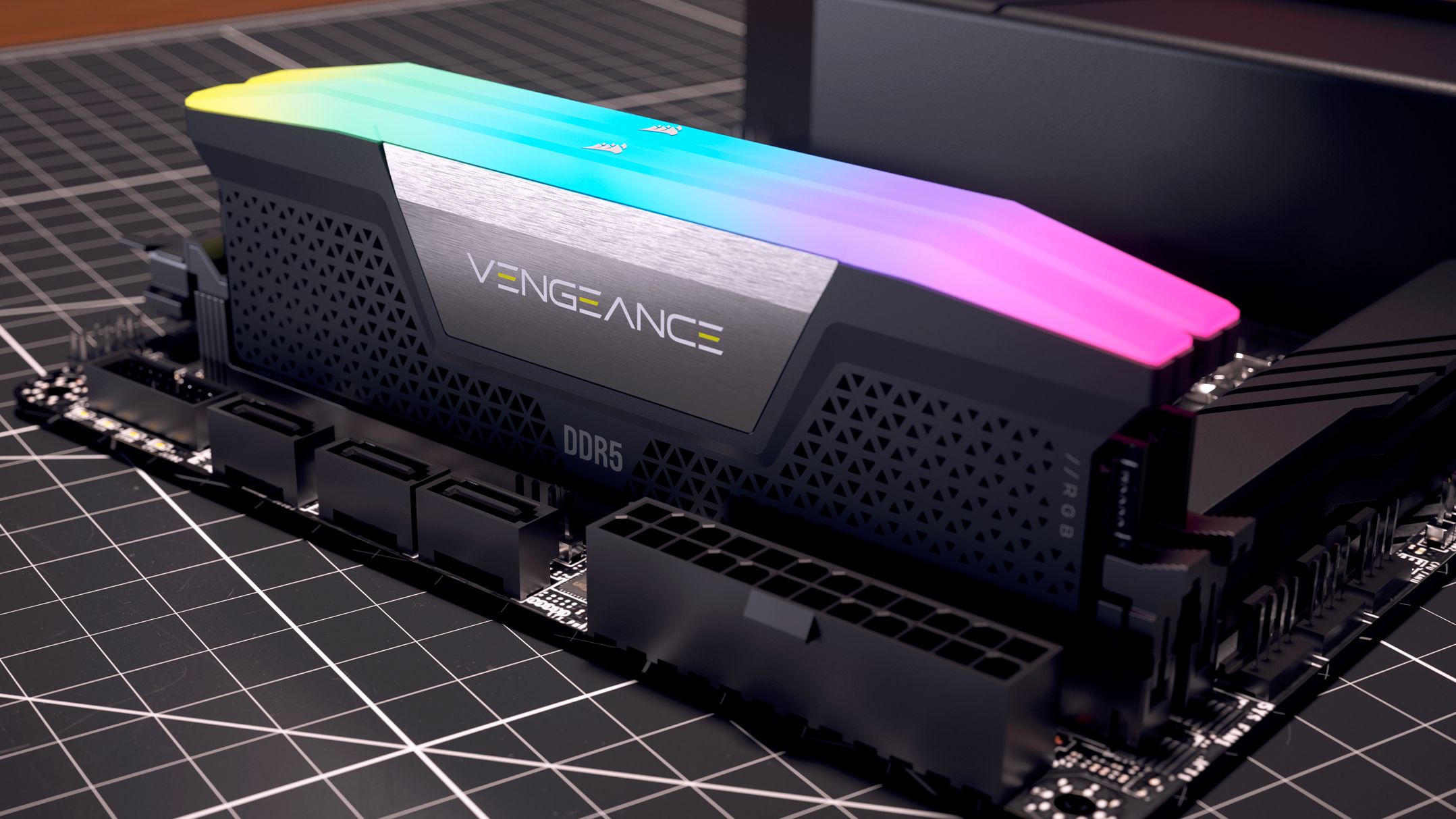 Corsair Vengeance DDR5 RAM module with a visible chip label indicating it is made by CXMT.