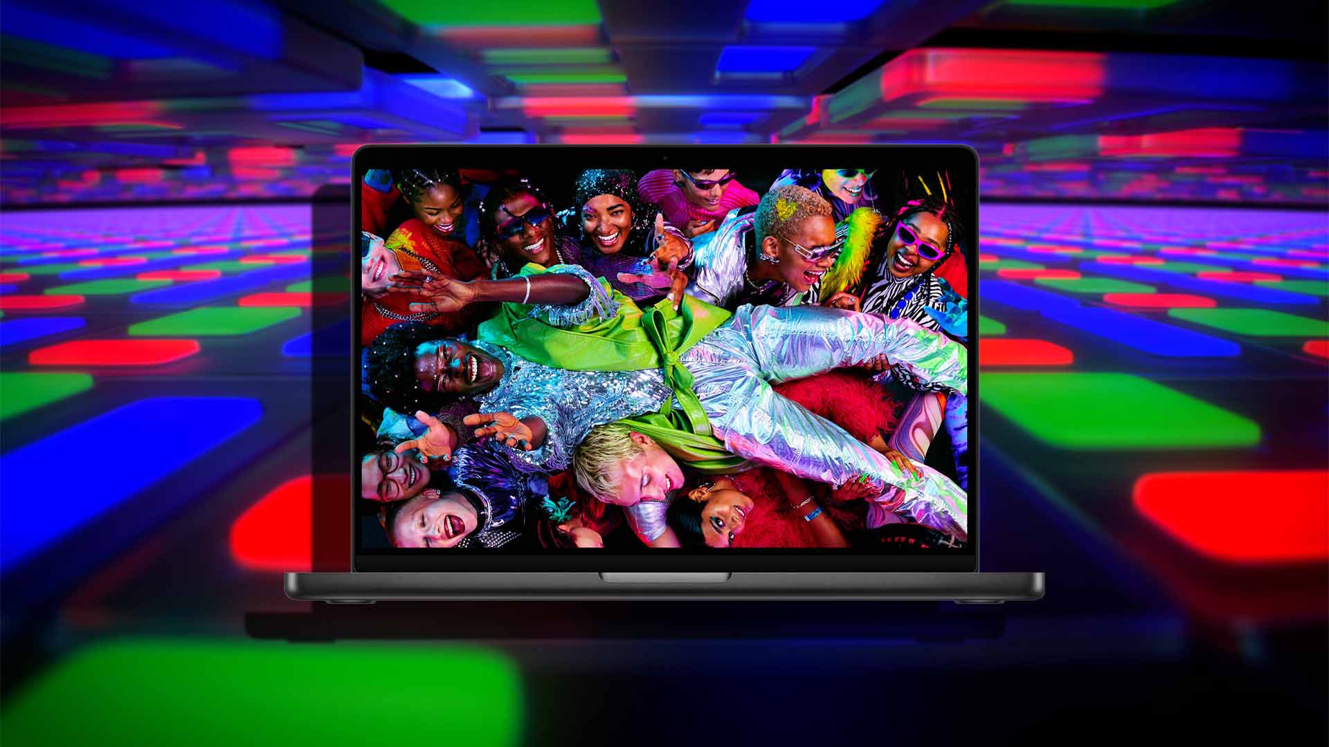 Close-up shot of a vibrant, high-resolution OLED display showing complex digital art.