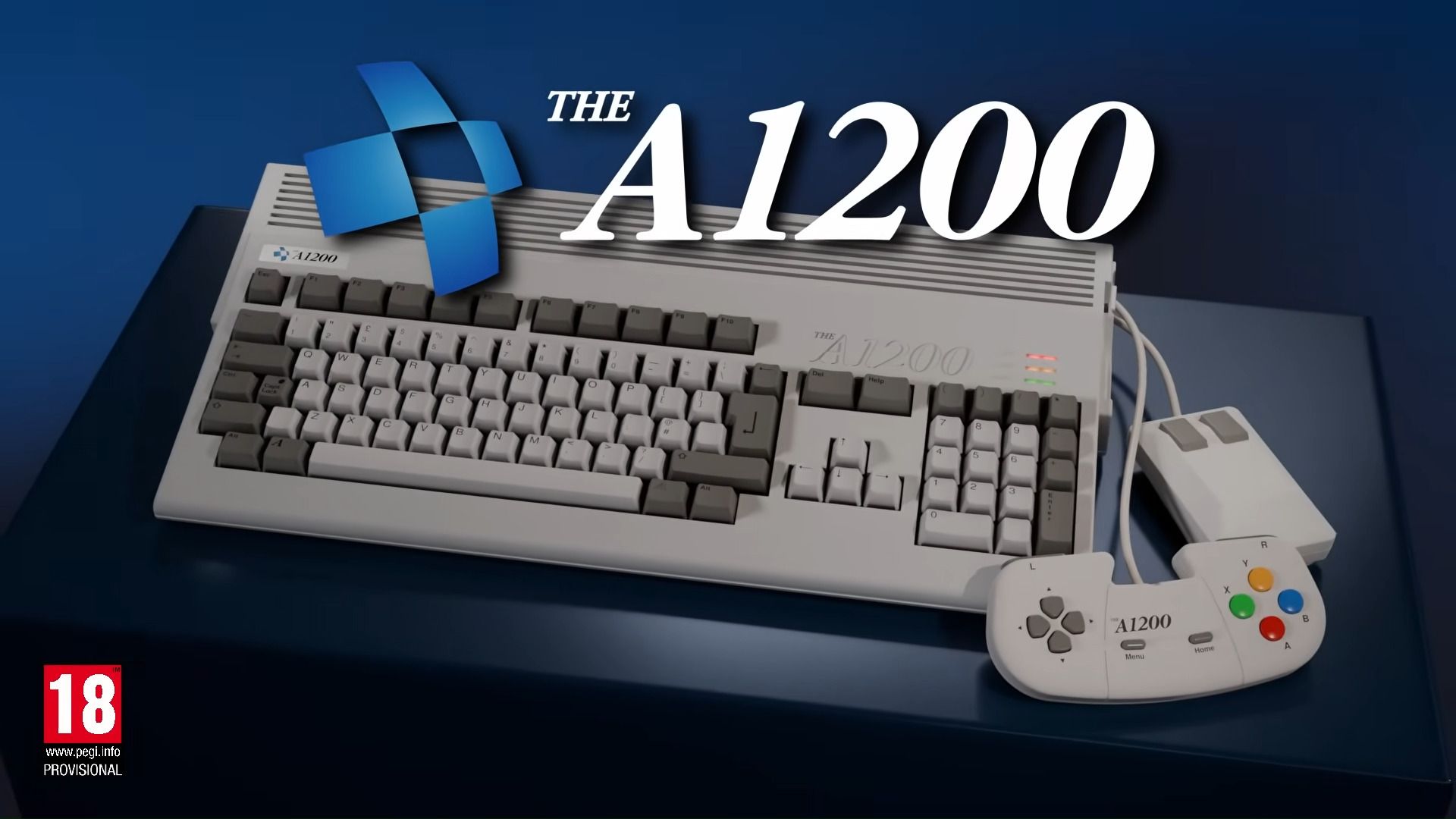 Photo of the TheA1200 retro computer with a keyboard.