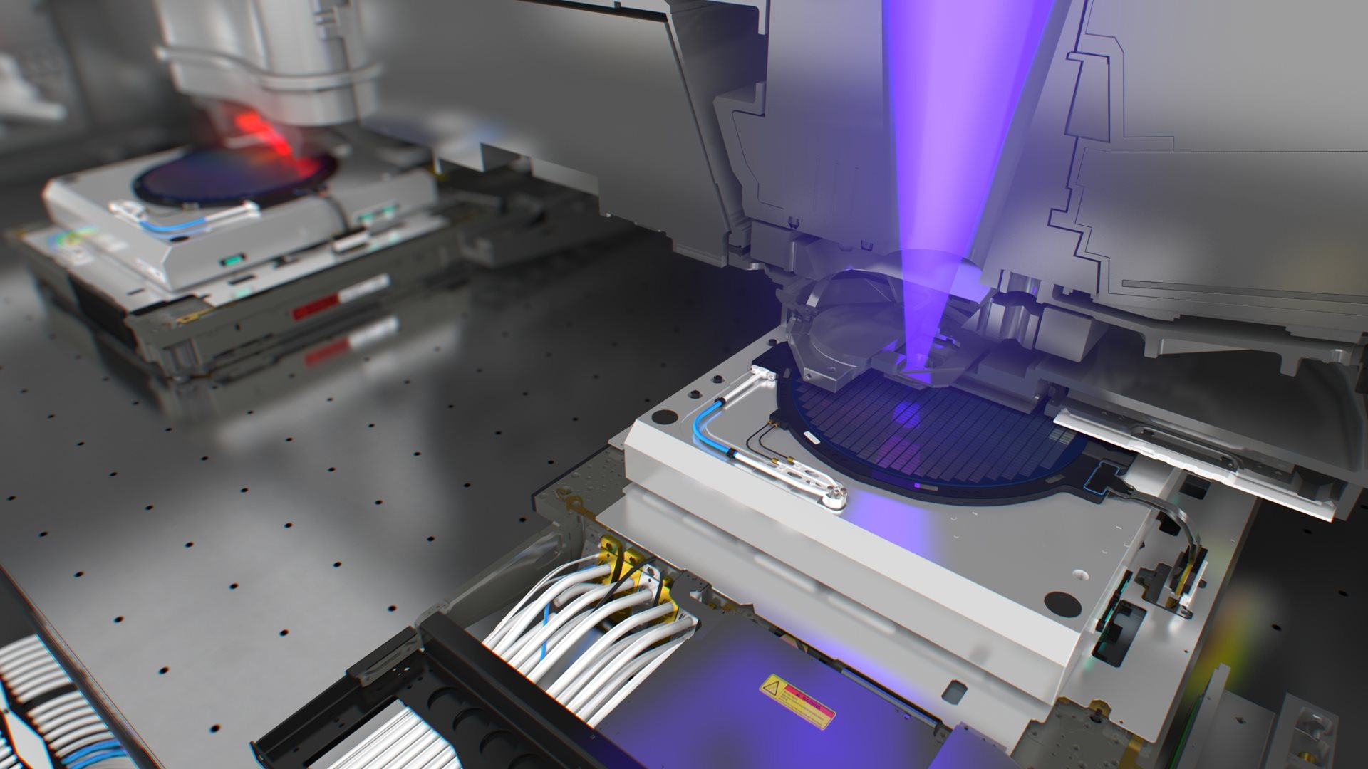 An ASML lithography machine in a cleanroom environment.