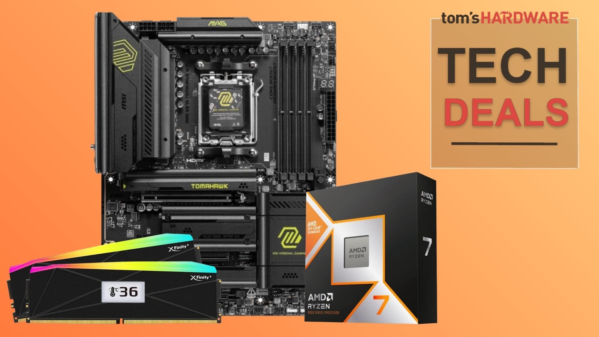 AMD Ryzen 9850X3D CPU, MSI X870 motherboard, and V-Color DDR5 RAM modules.