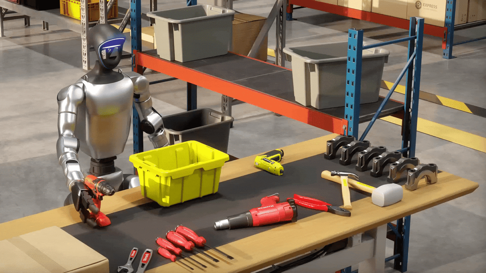 NVIDIA Isaac GR00T robot model transitioning from digital simulation to physical factory deployment