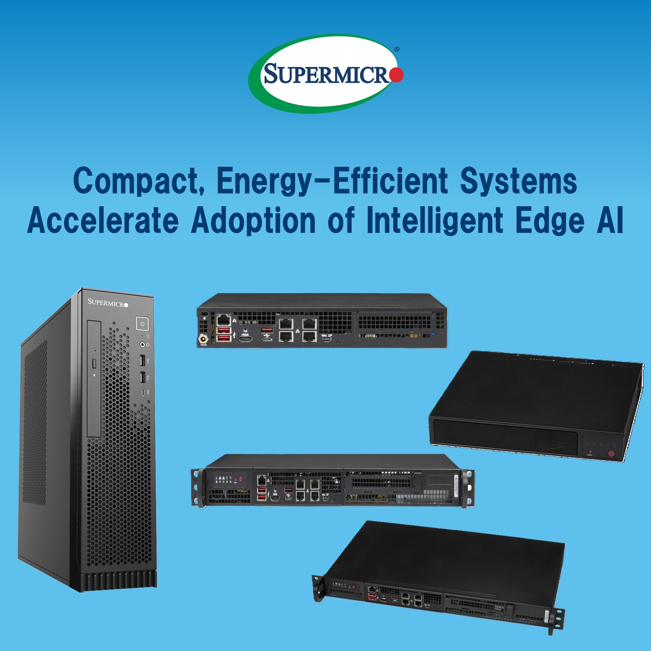 Supermicro compact edge AI server systems with AMD EPYC processors on display